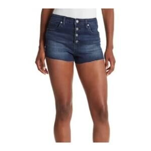 Blank NYC Womens The Lennox High-Rise Button Jean Shorts Sz 27 Dark Wash NWT